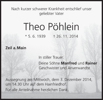Anzeige von Theo Pöhlein von MGO