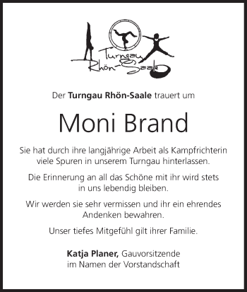 Anzeige von Monika Brand von MGO