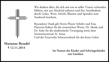Anzeige von Marianne Brendel von MGO
