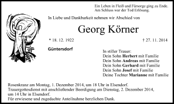 Anzeige von Georg Körner von MGO