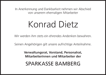 Anzeige von Konrad Dietz von MGO
