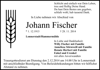 Anzeige von Johann Fischer von MGO