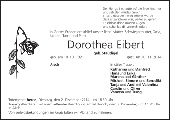 Anzeige von Dorothea Eibert von MGO