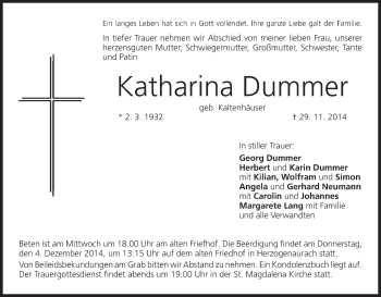 Anzeige von Katharina Dummer von MGO
