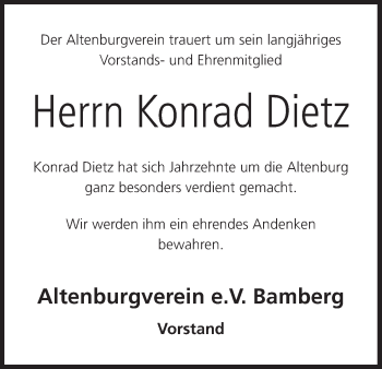 Anzeige von Konrad Dietz von MGO