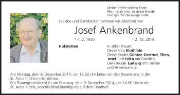 Anzeige von Josef Ankenbrand von MGO