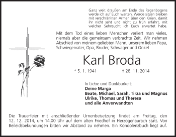 Anzeige von Karl Broda von MGO