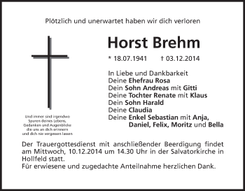 Anzeige von Horst Brehm von MGO