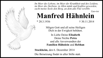 Anzeige von Manfred Hähnlein von MGO