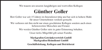 Anzeige von Günther Goller von MGO