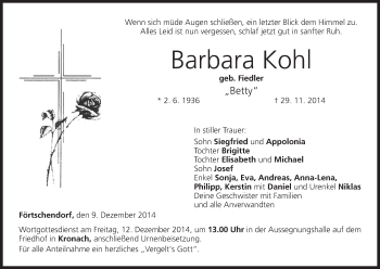 Anzeige von Barbara Kohl von MGO