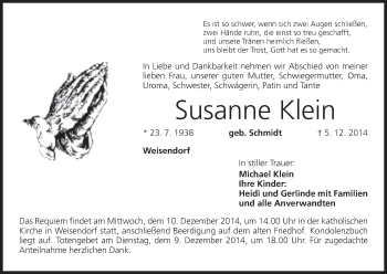 Anzeige von Susanne Klein von MGO