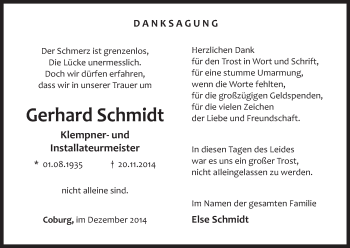 Anzeige von Gerhard Schmidt von MGO