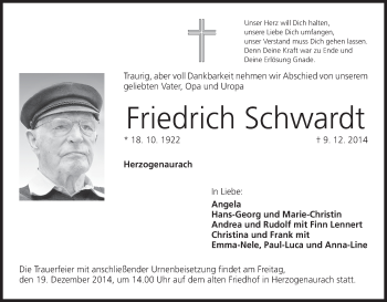 Anzeige von Friedrich Schwardt von MGO