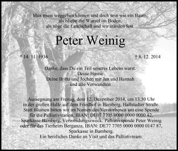 Anzeige von Peter Weinig von MGO