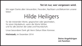 Anzeige von Hilde Heiligers von MGO