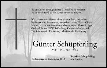 Anzeige von Günter Schüpferling von MGO