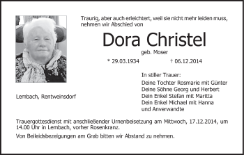 Anzeige von Dora Christel von MGO