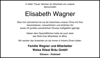 Anzeige von Elisabeth Wagner von MGO