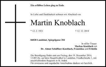 Anzeige von Martin Knoblach von MGO