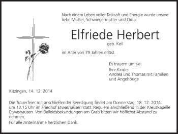 Anzeige von Elfriede Herbert von MGO