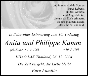 Anzeige von Anita und Philippe Kamm von MGO