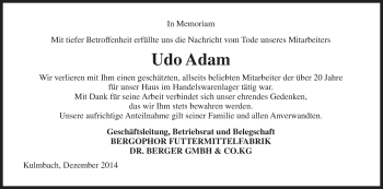 Anzeige von Udo Adam von MGO