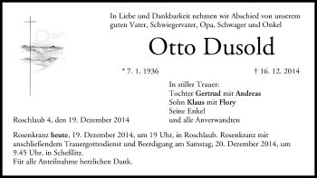 Anzeige von Otto Dusold von MGO