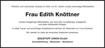 Anzeige von Edith Knöttner von MGO