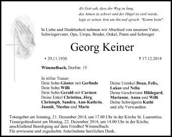 Anzeige von Georg Keiner von MGO