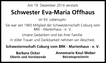 Anzeige von Eva-Maria Offhaus von MGO