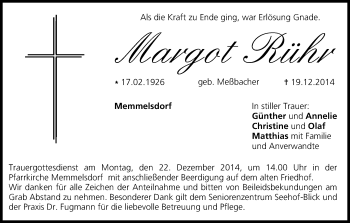 Anzeige von Margot Rühr von MGO