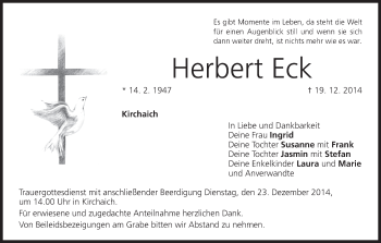 Anzeige von Herbert Eck von MGO