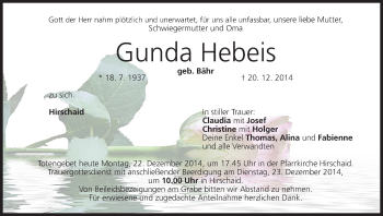Anzeige von Gunda Hebeis von MGO