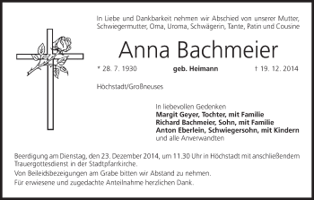 Anzeige von Anna Bachmeier von MGO