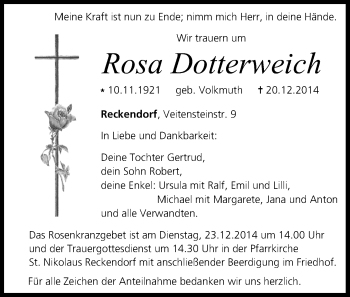 Anzeige von Rosa Dotterweich von MGO