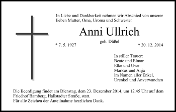 Anzeige von Anni Ullrich von MGO
