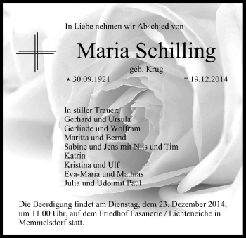 Anzeige von Maria Schilling von MGO
