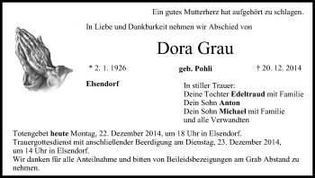Anzeige von Dora Grau von MGO
