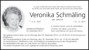 Anzeige von Veronika Schmäling von MGO