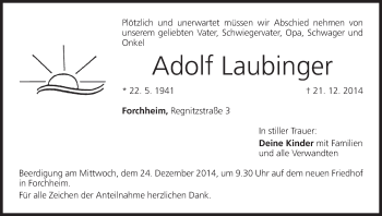 Anzeige von Adolf Laubinger von MGO