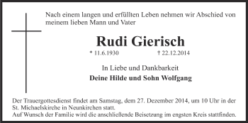 Anzeige von Rudi Gierisch von MGO
