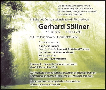 Anzeige von Gerhard Söllner von MGO