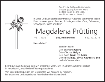 Anzeige von Magdalena Prütting von MGO