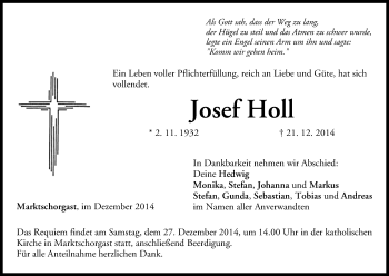 Anzeige von Josef Holl von MGO