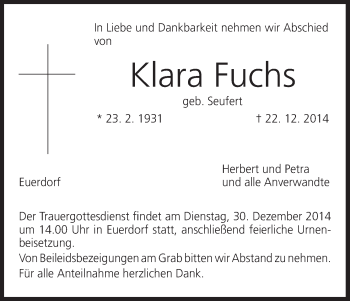 Anzeige von Klara Fuchs von MGO