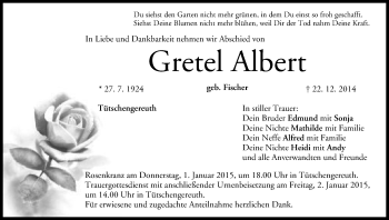Anzeige von Gretel Albert von MGO