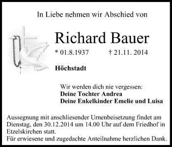 Anzeige von Richard Bauer von MGO