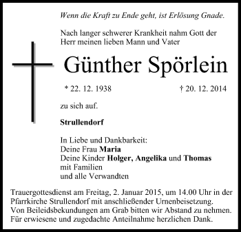 Anzeige von Günther Spörlein von MGO