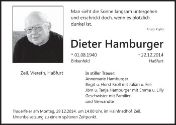 Anzeige von Dieter Hamburger von MGO